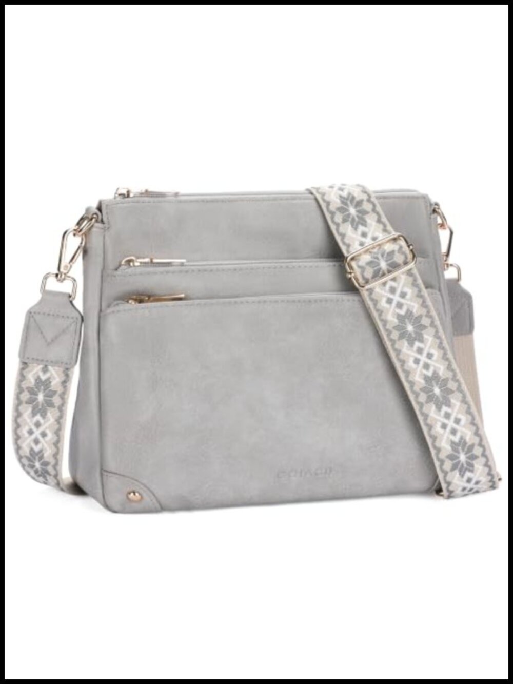 Vegan Leather Crossbody Bag Medium Multi-Pocket Adjustable Strap